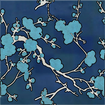 Mosaic House Moroccan tile Juliette 4x4 L 15-13-1 Cobalt Blue Light Turquoise White  hand painted 